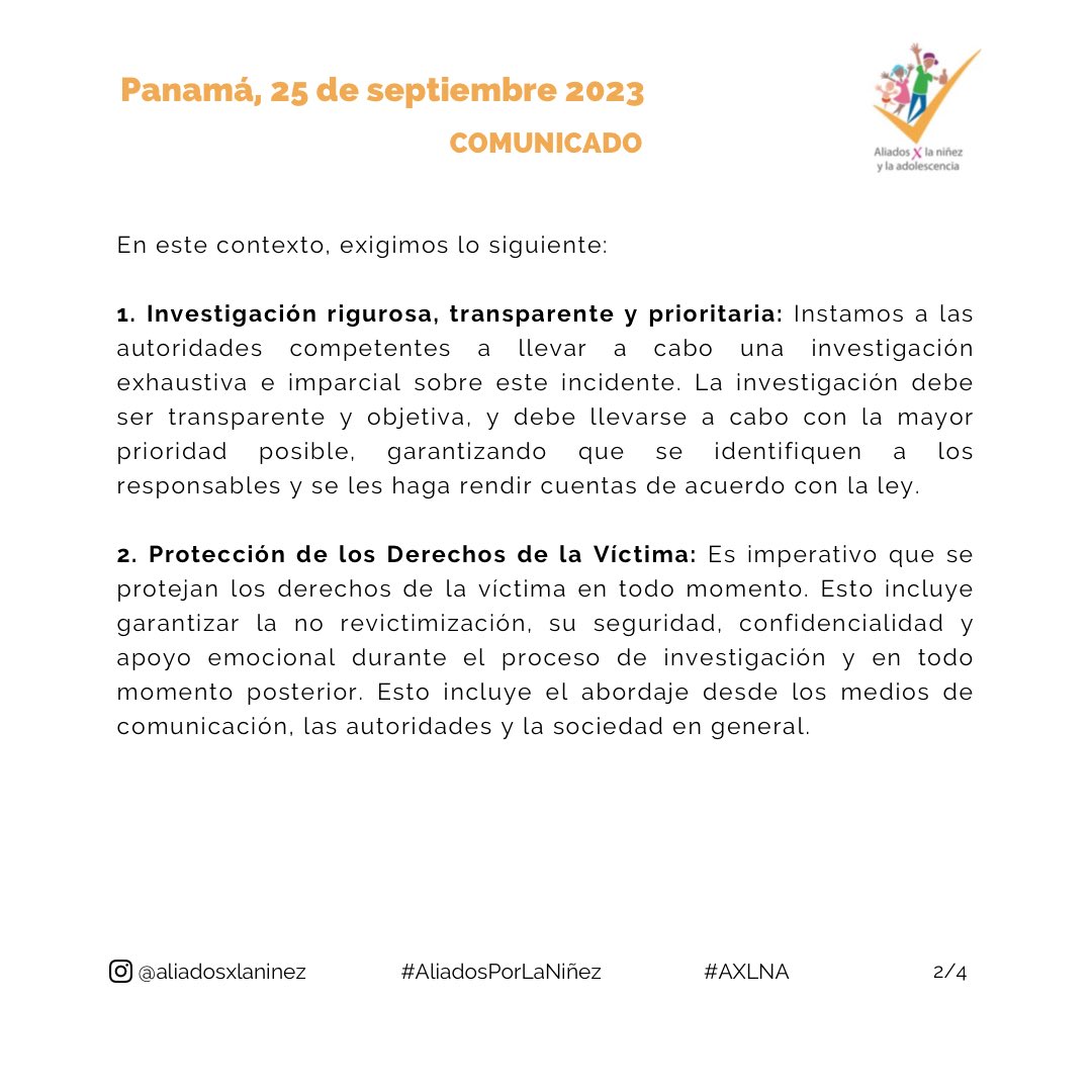 aliadosXlaninez's tweet image. Desde Aliados por la Niñez y Adolescencia manifestamos nuestra preocupación y rechazo en torno al reciente caso de violencia sexual.