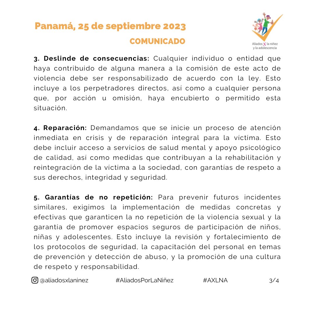 aliadosXlaninez's tweet image. Desde Aliados por la Niñez y Adolescencia manifestamos nuestra preocupación y rechazo en torno al reciente caso de violencia sexual.