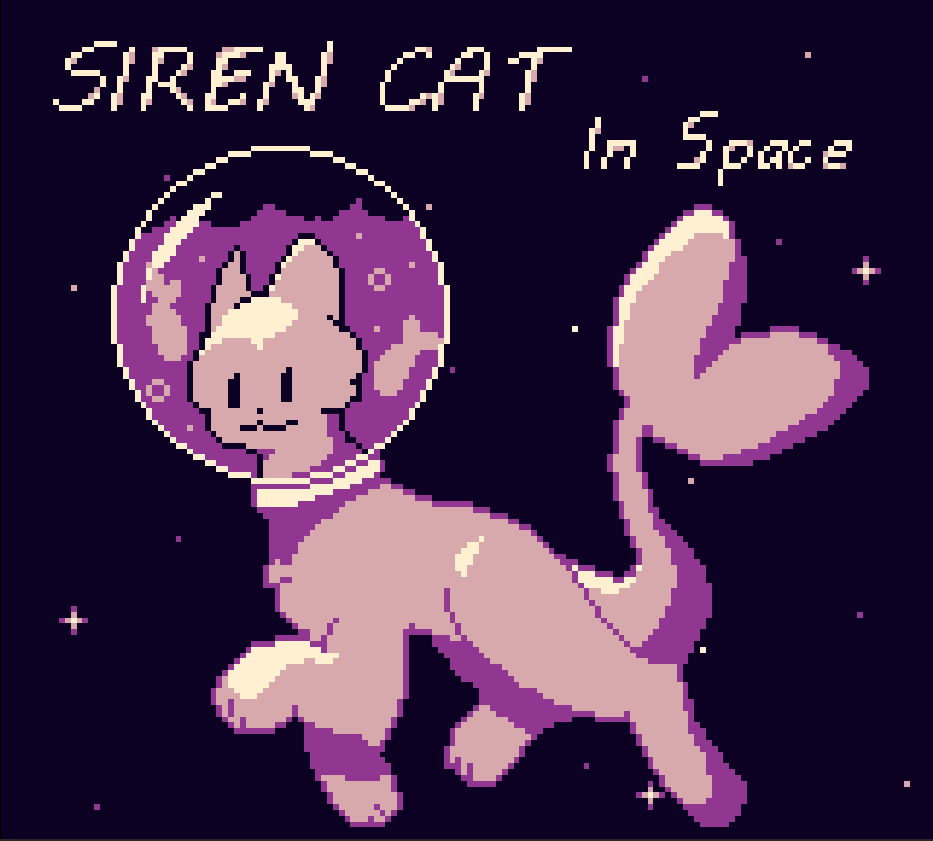 DoctorM64's tweet photo. For this year's #gbjam, I made a small casual shmup. 
Help the cutest Siren Cat you've ever seen find the legendary galactic treasure. Link below. https://t.co/S441NkxDKv