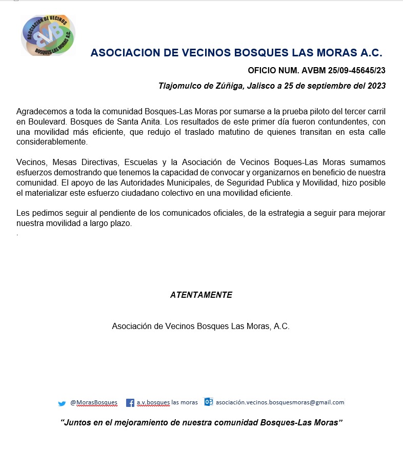 MorasBosques's tweet photo. Rotundo éxito 1er día piloto 3er carril Blvd Bosque Santa Anita. https://t.co/SZZzY85CtD