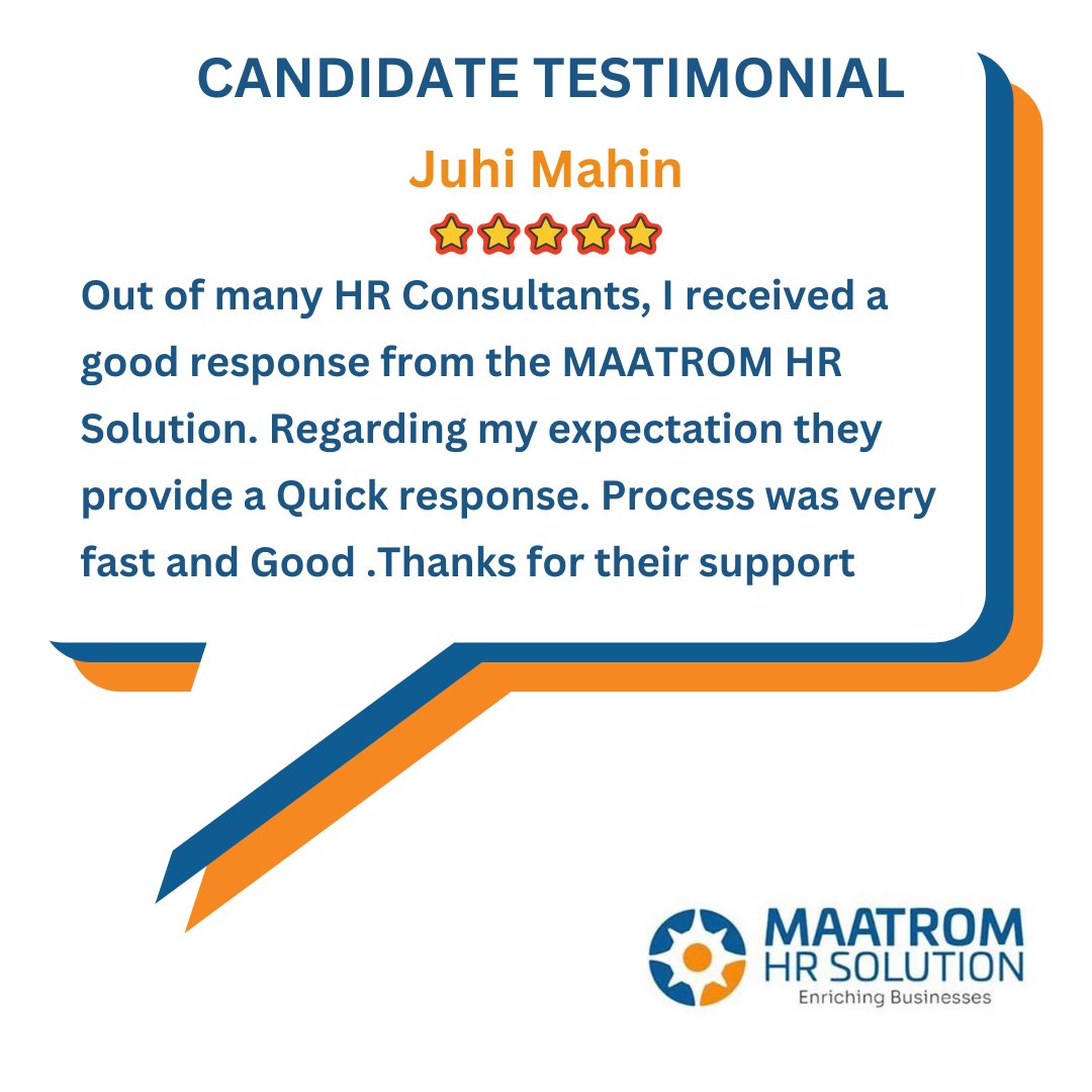We are happy to share the candidate's testimonial with you!

#hrconsultancy #recruitment #staffing #hrservices #happycandidate #Candidate #review #testimonials #feedback #candidatefeedback #Candidatereview