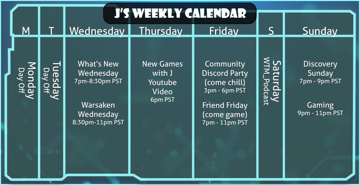 Jcluster2's tweet photo. This is my weekly calendar. 
🚀Keep an eye out for all these things! 🚀 https://t.co/11GOrczFgc