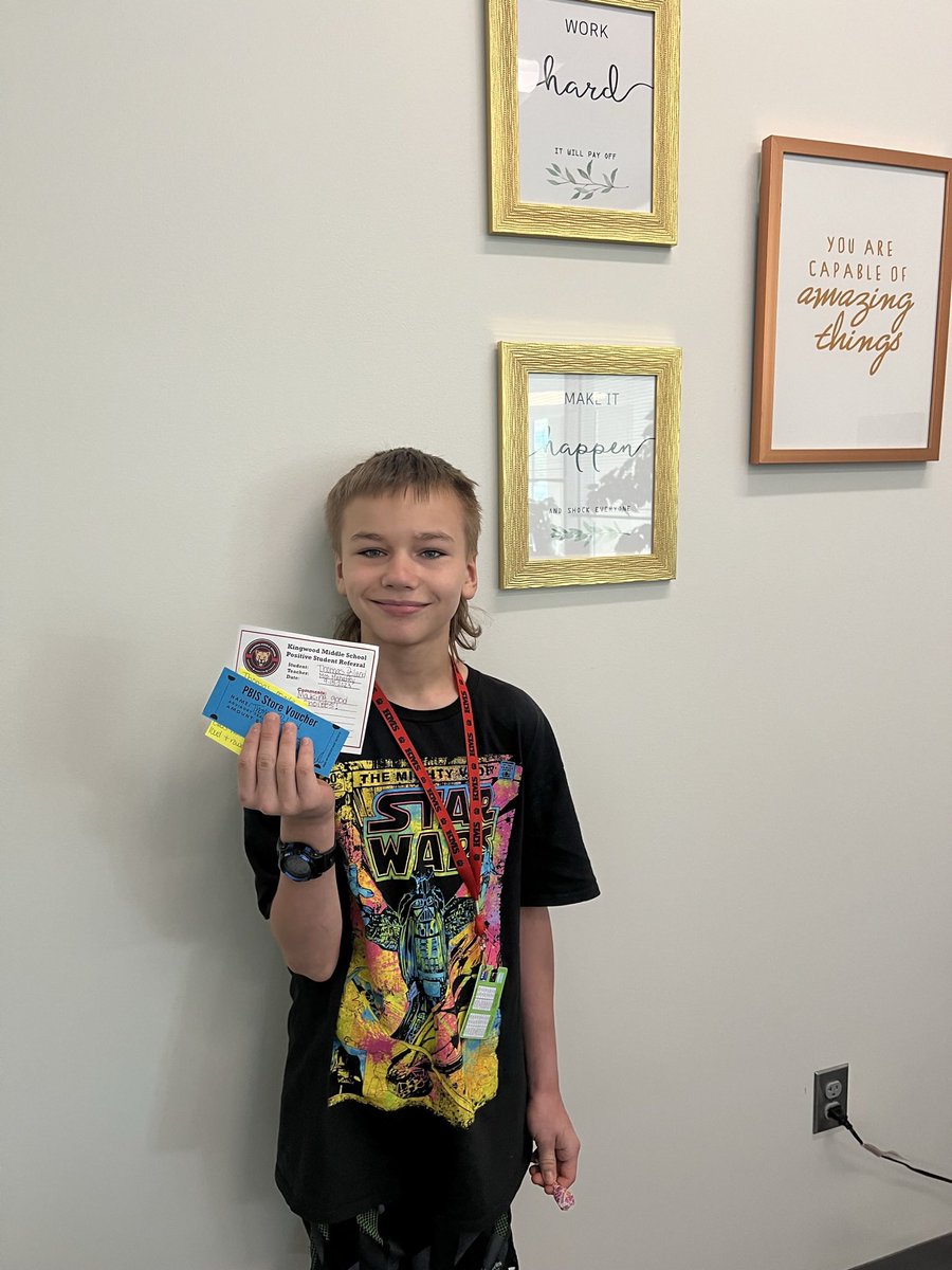 Shout out to this 7th grade kiddo for receiving another positive office referral. #KMSCougarPride