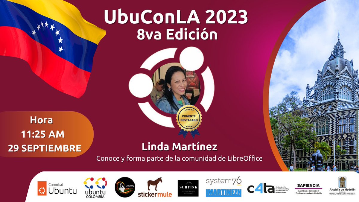 🖋️ ¿Interesado en LibreOffice y su comunidad? Acompaña a Linda Martínez desde Venezuela en esta charla. Descubre cómo mejorar tu productividad y unirte a una comunidad comprometida en el código abierto. ¡No te lo pierdas! Detalles en ubuconla.org #UbuConLA #UbuConLA