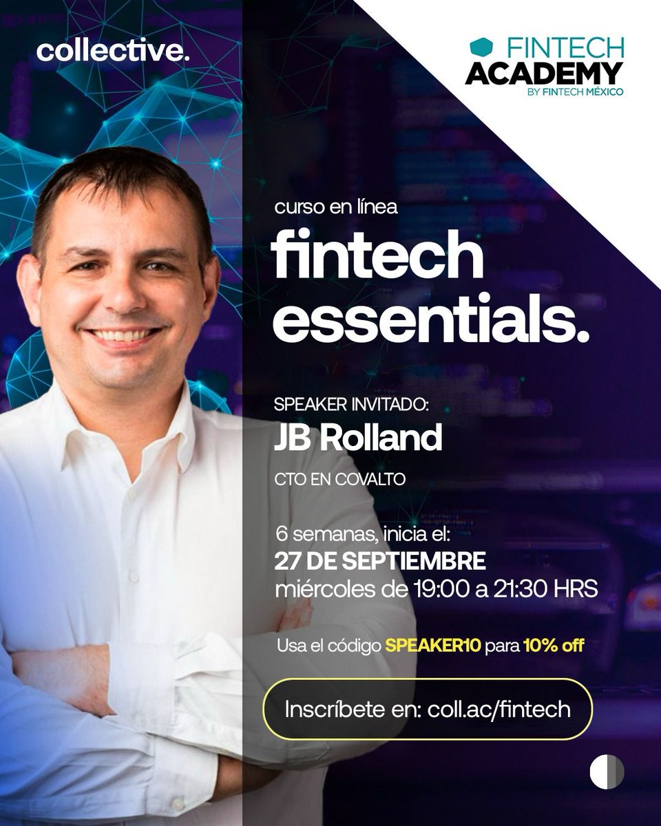 fintechmx's tweet photo. Nos emociona compartir a los speakers que tendremos en #FintechEssentials, el primer curso impulsado por #FintechAcademy y @CollectiveAcad. ¡Gracias por sumarse y compartir su experiencia! 📢¡Nos quedan pocos lugares! Pero aún puedes registrarte
👉https://t.co/zAomb9yGpp https://t.co/bsdtUoBaGv