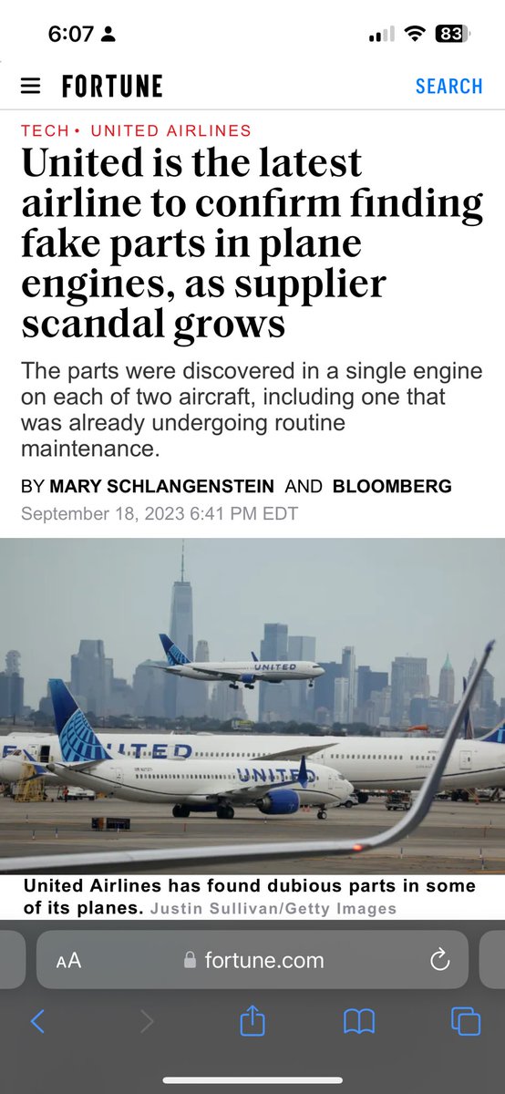 JoshJwheels's tweet photo. @united how many aircraft does this impact? What is the impact if one of these parts fail? #united #fakeparts https://t.co/GfmNZZMZkQ