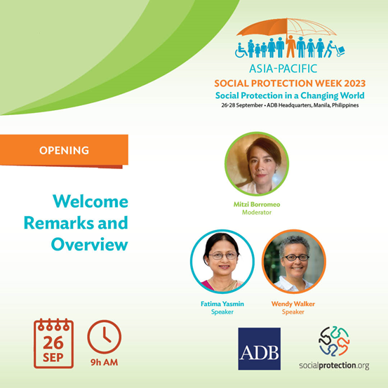 SP_Gateway's tweet photo. @ADB_HQ @ADBSocial @ADB_AgingAsia Meet the participants of the Opening Session:

🗣️Welcome remarks: Fatima Yasmin, @ADB_HQ
🗣️Overview: Wendy Walker, @ADB_HQ
🗣️Moderator: Mitzi Borromeo, @cnnphilippines https://t.co/7I751QZ4KM