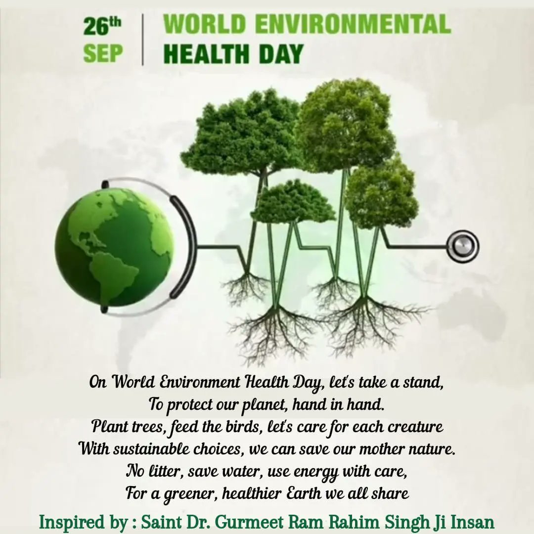 DongarInsha's tweet photo. 26 सितंबर का दिन हर साल World Environment Health Day के रूप में मनाया जाता है जिसका मुख्य उद्देश लोगों का पर्यवरण की सुरक्षा की ओर ध्यान खींचना है। Saint MSG Insan द्वारा  चलाये गये कार्य जैसे पेड़ लगाना’, सफाई अभियान,प्रदूषण मुक़्त वाहन चलाना‘पानी बचाना’��दि का प्रण ले चुके हैं। https://t.co/r20lfnwJ0s