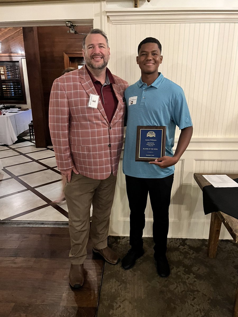 AJWILLIAMSQB's tweet photo. Blessed to be recognized as a Orlando TD Club player of the week! @RyanWrightRNG @WPCatsFootball  @CoachHoats @Andrew_Ivins @RustyMansell_ @On3Recruits @on3 @Coach_McCorkle @CoachStoNGo @CoachFambrough @baylintrujillo @HSFB_Scoreboard @DanLaForestFB https://t.co/dXqpgUZUnl