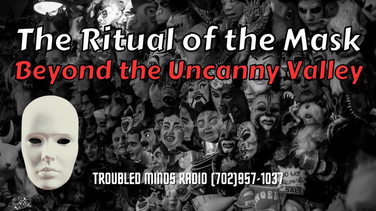 TroubledMindsR's tweet photo. Tonight on Troubled Minds - Masks serve as complex symbols that challenge our understanding of identity, power dynamics, and even metaphysical realms. They provoke psychological projection, tap into archetypal fears, and can induce a sense of uncanny valley. Whether used in dreams, darker rituals, or transformative rites, masks alter the wearer's psychological state and may serve as conduits to hidden dimensions. The obscuring of eyes by masks heightens unease, disrupting fundamental channels of human connection...  LIVE NOW!

#halloween #mask #conspiracy #uncannyvalley 

https://t.co/bAAEsCaOtP

https://t.co/32btdHyzpI

https://t.co/gPIHsZCV8u