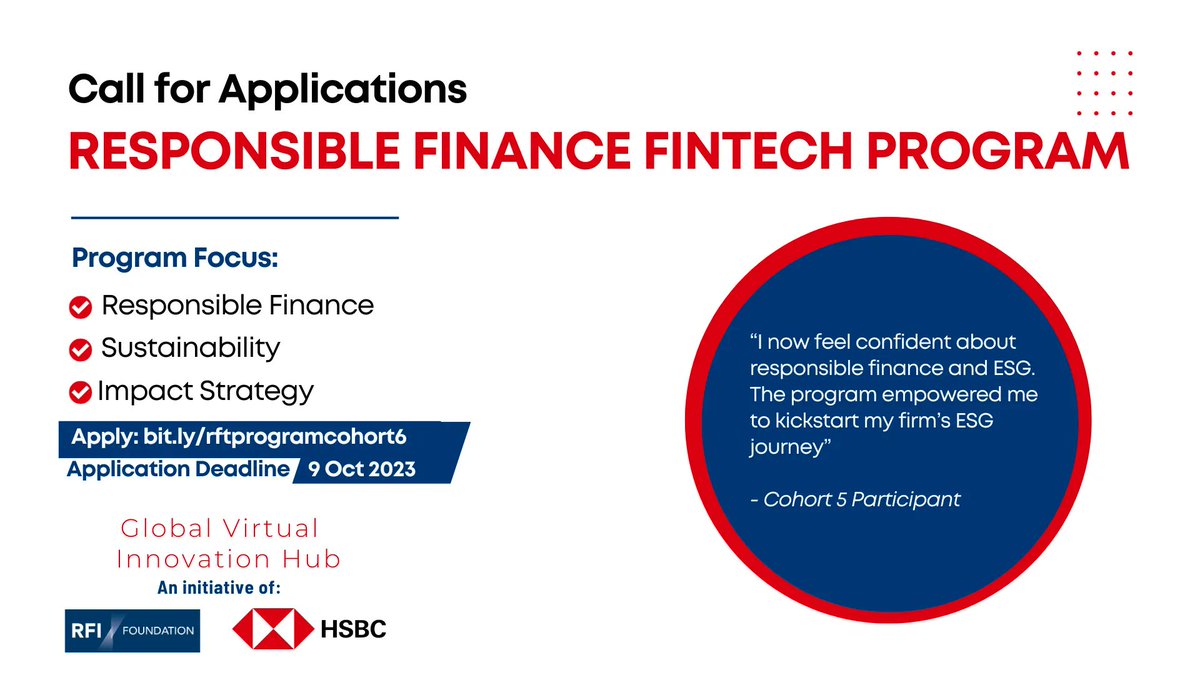 APPLICATIONS ARE OPEN for the Global Virtual Innovation Hub #FinTech Program. We welcome applications from MENAT-based FinTechs. Come explore how your business can adopt to #ResponsibleFinance and get ahead of the competition. Apply today! #MENA #Turkiye bit.ly/gvihubfintechp…