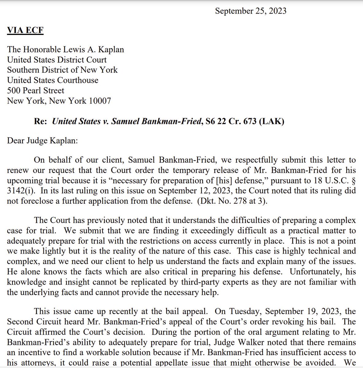 innercitypress's tweet photo. #CryptoCreep, the most lawyering money can buy: while other defendants sitting in the MDC awaiting trial, tonight SBF's lawyer has again insisted to Judge Kaplan he's too big to jail: "He alone knows the facts... his knowledge and insight cannot be replicated" https://t.co/8q8lBcigk9