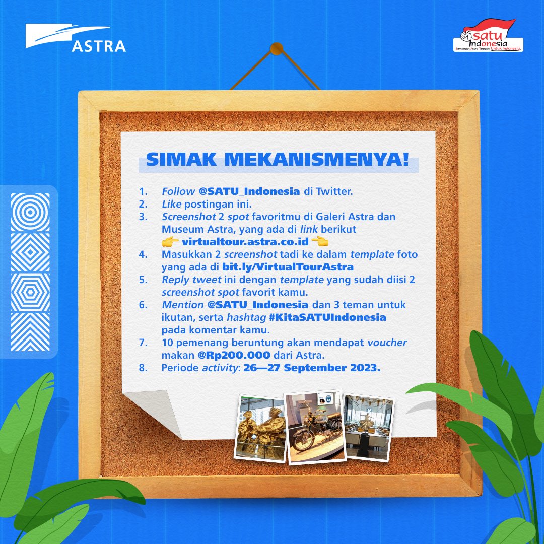 SATU_Indonesia's tweet photo. Jalan-jalan ke Balikpapan
Eh, Astra mau bagi-bagi voucher makan!

Kapan lagi cuma dengan screenshot bisa dapetin voucher makan dari Astra senilai @Rp200.000 buat 10 orang yang beruntung!🤩 

Yuk, simak info dibawah👇 

#KitaSATUIndonesia https://t.co/7IrIvTu2im