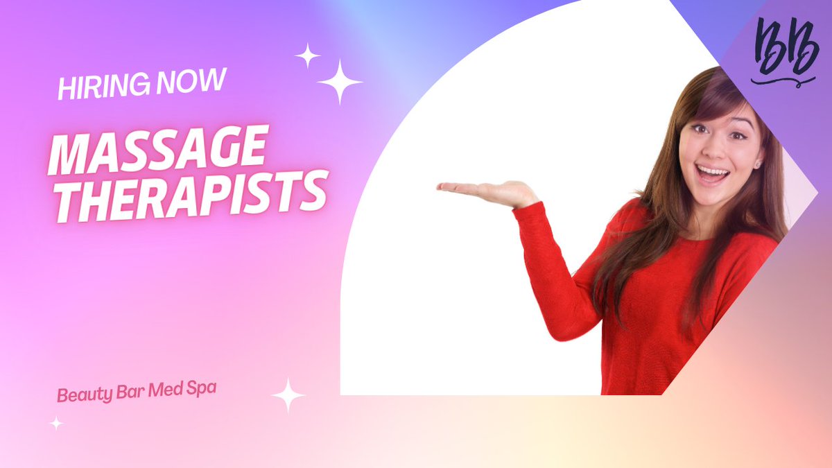 mimosasuites's tweet image. ✅ Take the next step in your massage therapy career by joining Beauty Bar Med Spa. Experience professional growth, ongoing training, and a supportive work culture like no other. Apply Now ow.ly/YFw950P6ViX
#BeautyBarMedSpa #JoinOurTeam #SpaCareer