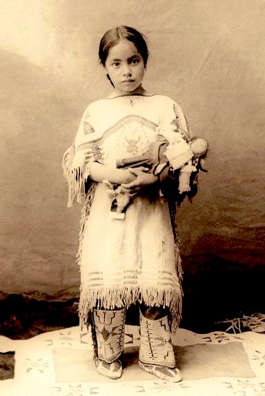 Katie Blue Thunder, Brule Lakota. Age 8.

John Alvin Anderson photographer. 1898.
