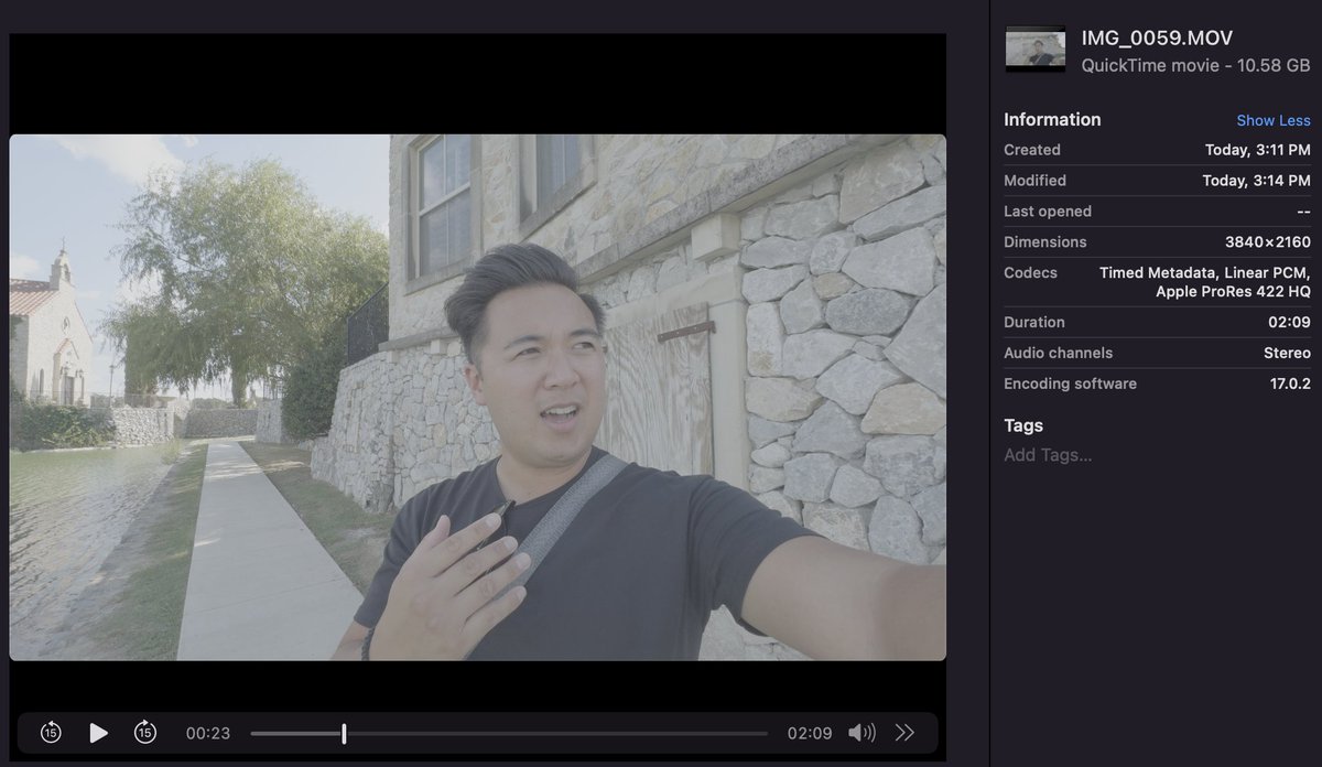 Apple ProRes Log is no joke. 10GB for a 2 minute clip 🫠