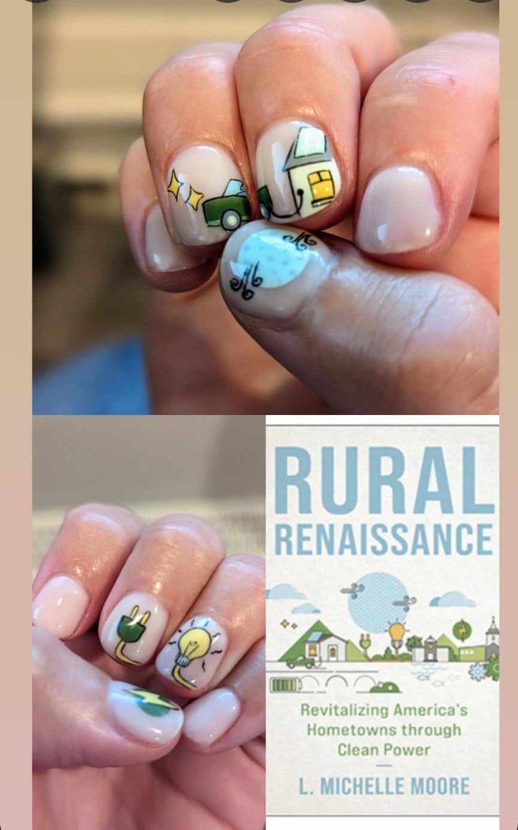 #CleanEnergy nails by Jessie P Nails inspired after reading #RuralRenaissance by @wabi_sabi @grndswell! Also inspired by @KHayhoe + ways to start a conversation on #climatechange 💫