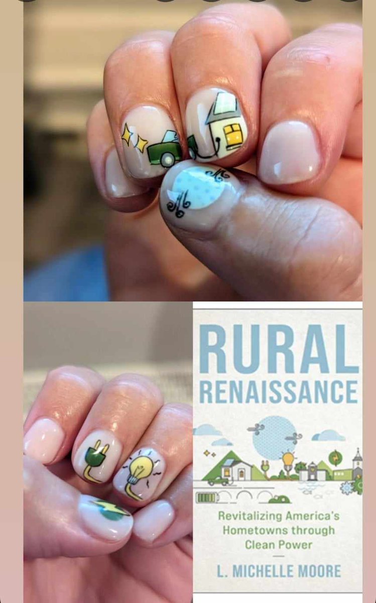 smg315's tweet photo. #CleanEnergy nails by Jessie P Nails inspired after reading #RuralRenaissance by @wabi_sabi @grndswell! Also inspired by @KHayhoe + ways to start a conversation on #climatechange 💫 https://t.co/mfrpy5yxFy