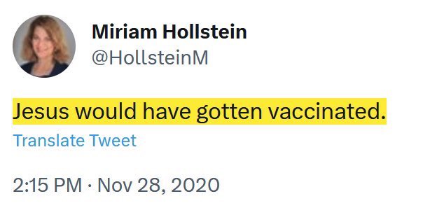 goddek's tweet photo. No, @HollsteinM. Jesus would have flipped over the tables in the vaccination centers. https://t.co/M9O69OKJNJ