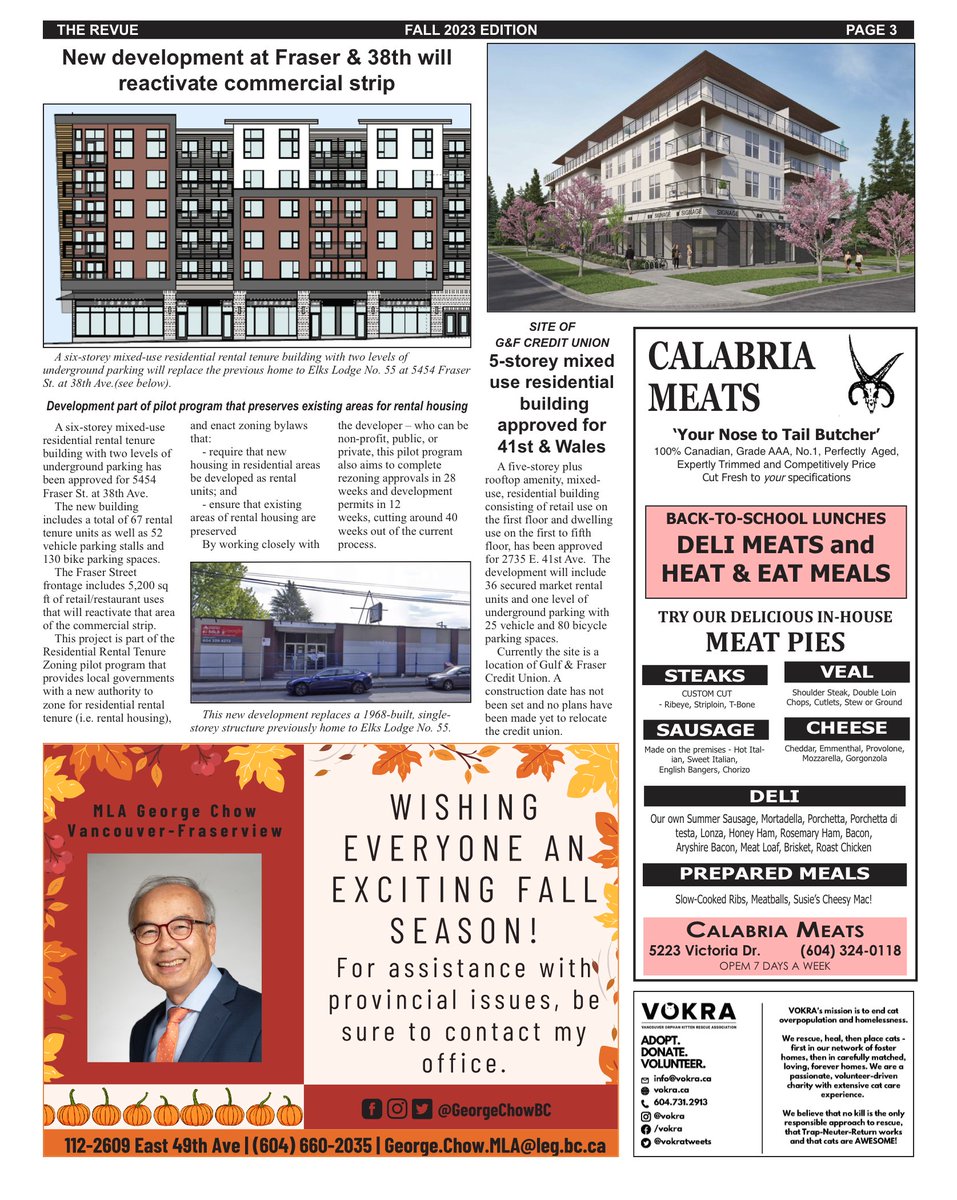 RevueBc's tweet photo. New development at Fraser &amp; 38th will reactivate commercial strip in that area. As seen in The Summer 2023 Edition of The REVUE online at https://t.co/QSqb3eBe8L
#development #redevelopment #density #housing #rentalhousing #affordablehousing #southvan #fraserstreet https://t.co/MvReQcrr50