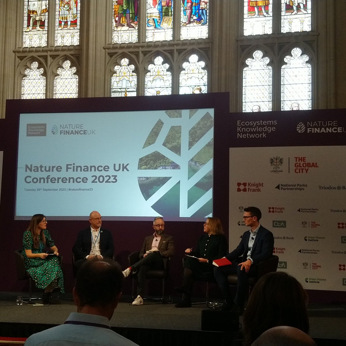 Tremendous to be up and running at the Guildhall for #naturefinance23 from 
<a href="/EcosystemsNet/">Ecosystems Knowledge Network</a>. Helen Avery of @GFI_green sets the vision for natural capital to be valued in global finance. First panel exploring the UK's role.