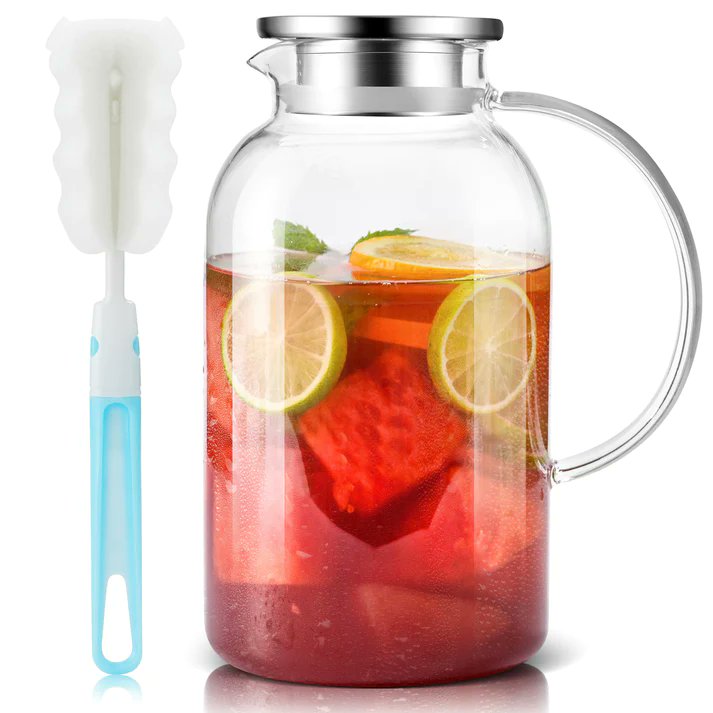 SUSTEAS_'s tweet image. 2.2L/75oz large capacity, enough for a big family and homemade beverage needs.

Supreme material(heat resistant borosilicate glass &amp;amp; 18/8 stainless steel is for durability and safety.
#glasspitcher #waterpitcher #susteas #homemadebeverage