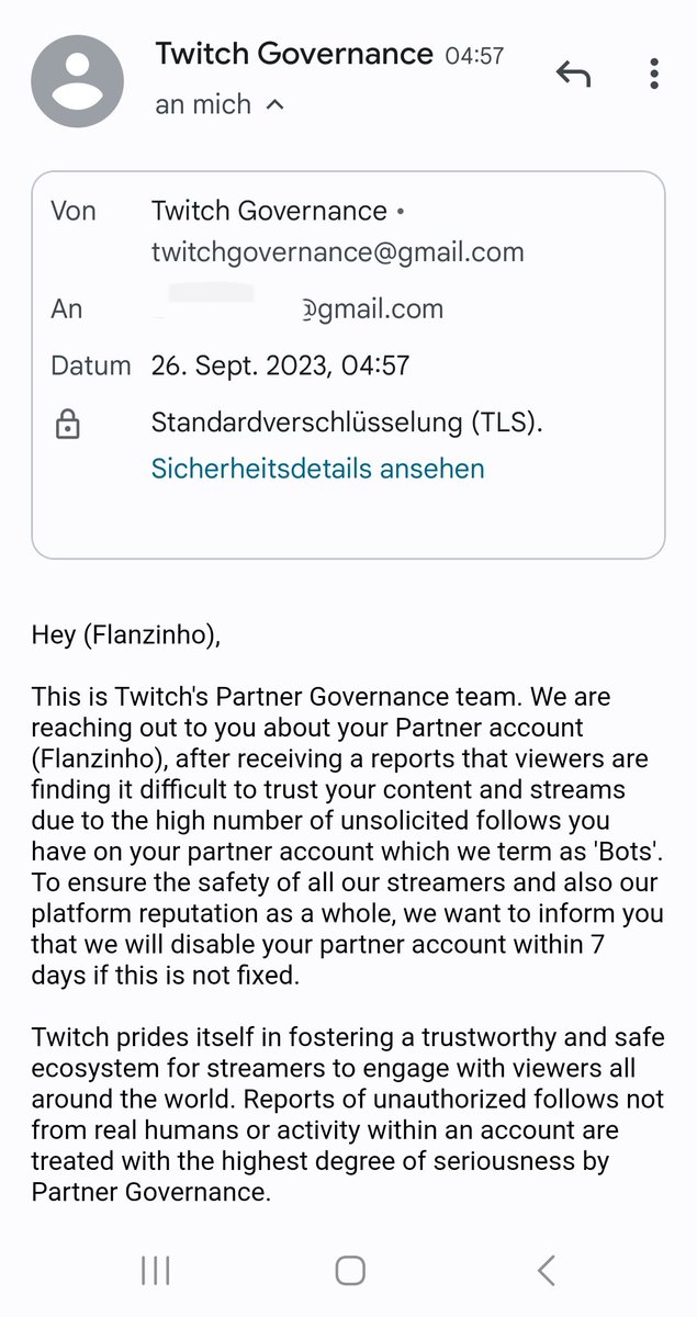 Take care twitchpartners, there are some fakeaccounts trying to get your accounts. 

<a href="/Twitch/">Twitch</a> <a href="/TwitchDE/">Twitch DE</a>