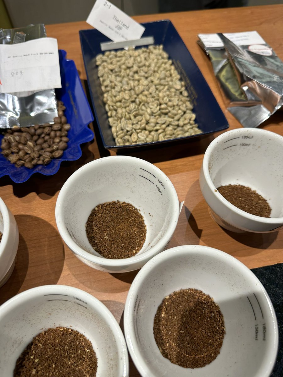 Josecafeto's tweet photo. 来日中のタイのドイトゥンプロジェクトチームと、彼等の作ったコーヒーを一緒にカッピング。生産者と日本でコーヒーのカップをして、お互い意見を述べ合いとても楽しかった。全体的に品質が、更に良くなっています‼️
#doitungcoffee #ドイトゥン #ミカフェート #コーヒーハンター #コーヒーカッピング https://t.co/6mbchLIahd