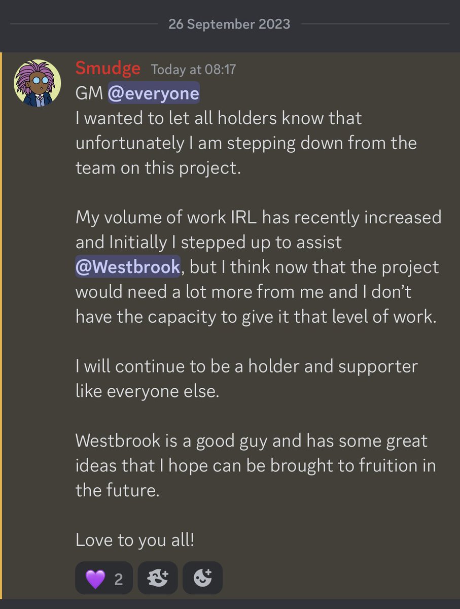 GM Avax, unfortunately I need to step down from my role on the team <a href="/MadMutantHS/">Mad Mutant High Society🧬🔺</a>. I remain a holder and supporter and wish <a href="/8BitWestbrook/">Westbrook</a> all the best in the future!