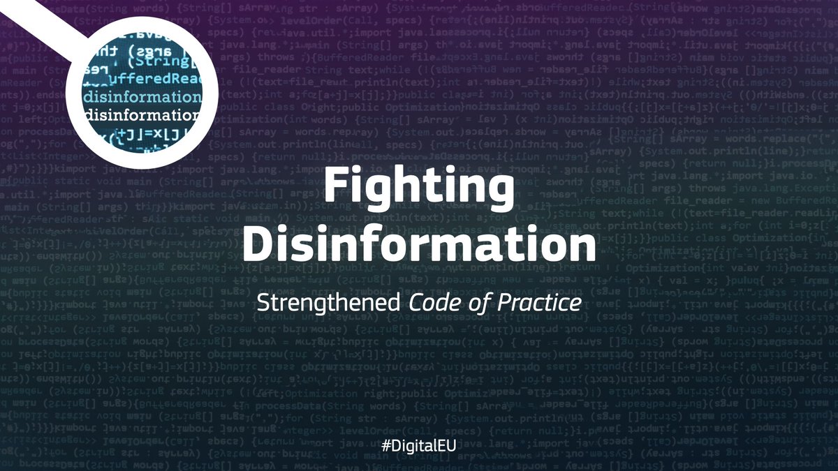 VeraJourova's tweet image. I will update on the progress under anti #disinformation Code.
Today, 1⃣st full reports of major online platform that signed the Code will be published online.
Watch my preliminary assessment LIVE at 10.00 CET 
👉audiovisual.ec.europa.eu/en/ebs/live/2
#DigitalEU 
#CodeOfPractice
