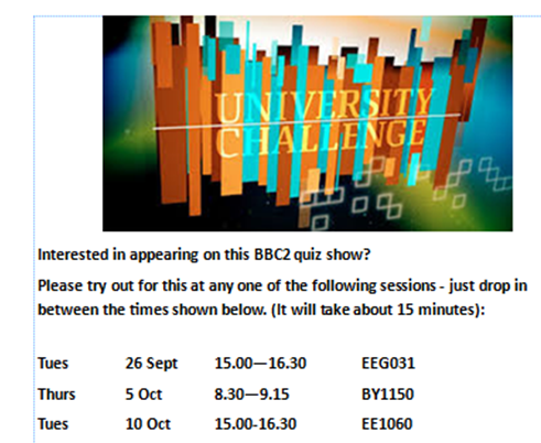 Gordon Smith (@gds115gds) on Twitter photo First #universitychallenge trials today <a href="/uworcphysio/">UoWPhysio</a> <a href="/UoW_OT/">UWOT</a> <a href="/worcester_uni/">University of Worcester</a> <a href="/worcsu/">Worcester Students' Union</a> <a href="/Bobby_Seagull/">Bobby Seagull</a> See details below: First #universitychallenge trials today <a href="/uworcphysio/">UoWPhysio</a> <a href="/UoW_OT/">UWOT</a> <a href="/worcester_uni/">University of Worcester</a> <a href="/worcsu/">Worcester Students' Union</a> <a href="/Bobby_Seagull/">Bobby Seagull</a> See details below: