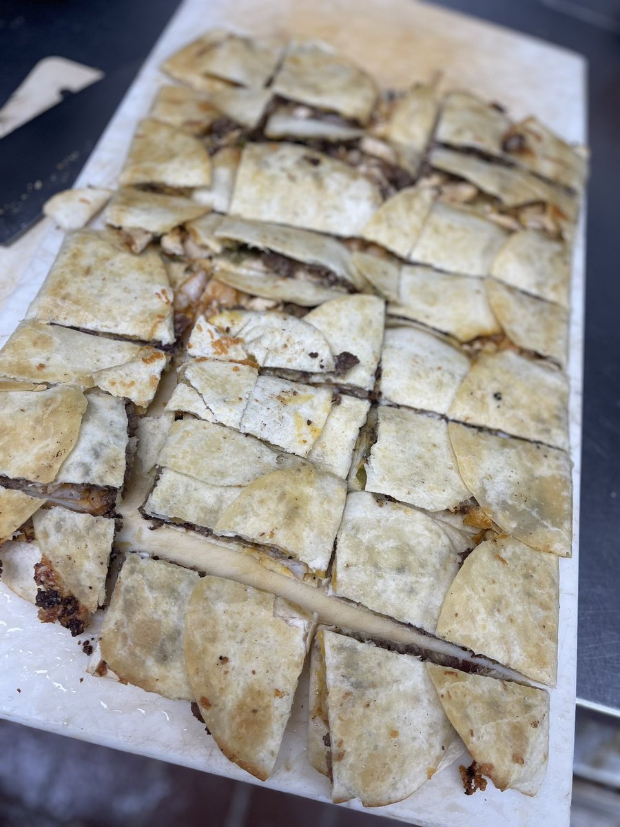 National quesadillas day was a perfect excuse to try the TikTok viral sheet pan quesadillas! We had servers and cooks involved in the making this delicious masterpiece. Everyone loved them, and will definitely be a request of theirs! #chilislove #chiliheadlife #culturematters