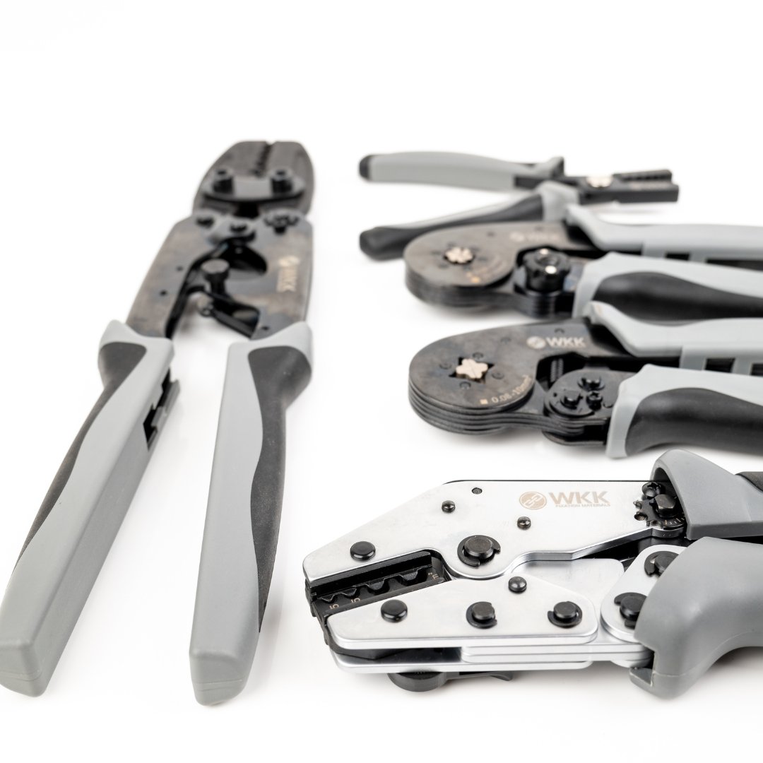 We have recently added a number of crimping pliers to our range. These are used for installing cable lugs and ferrules and are available in 5 different types.

Learn more about our tools at wkk-europe.com/tools.html