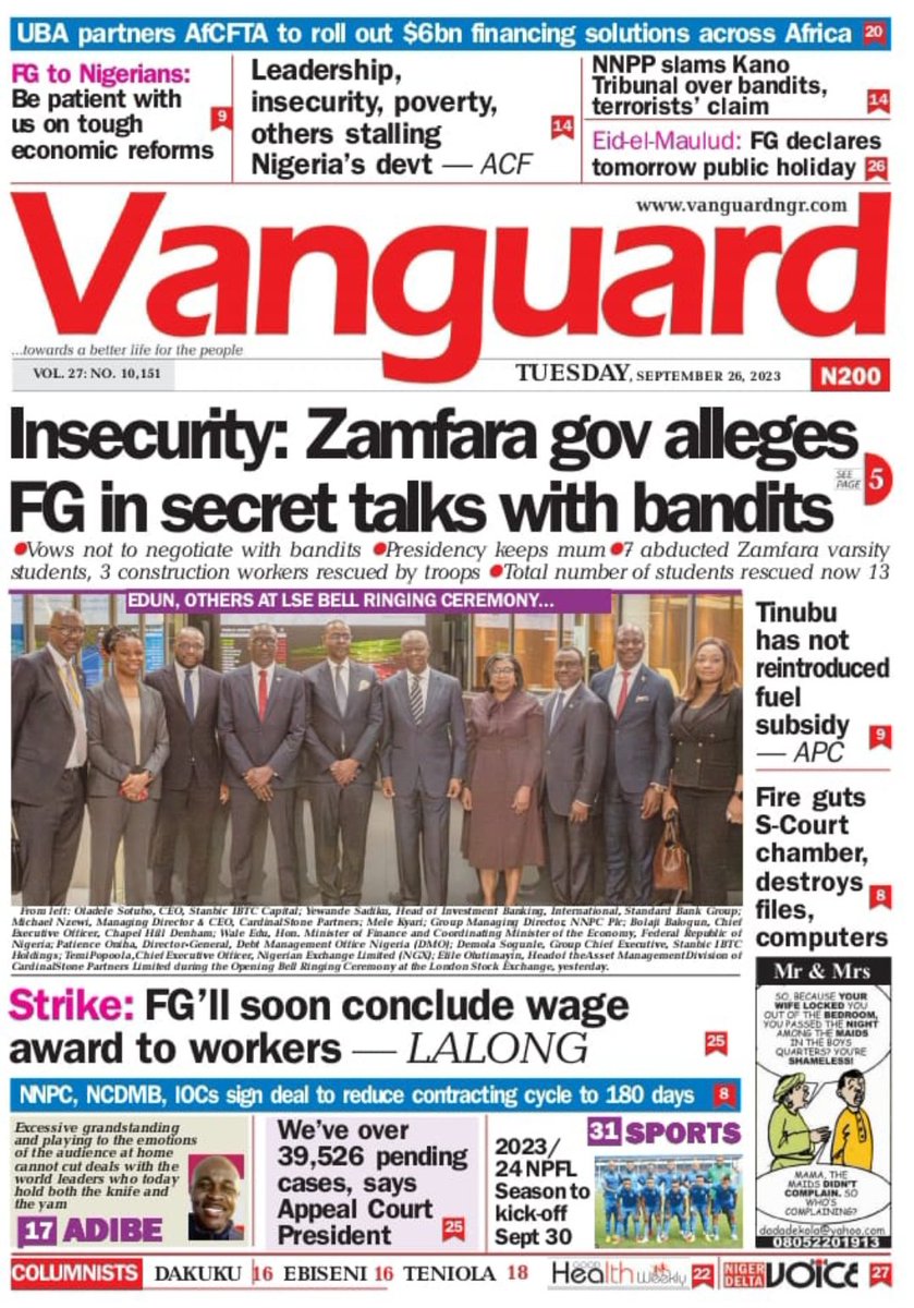 tolaogunnubi's tweet photo. #Headlines #frontpages #Newspapers #Nigeria #BreakingNews #Update #Dollar #Naira #Atiku #Tinubu #ReubenAbati #Slept #TheDNA #Nurse #TundeBakare #NigeriaNews #Abuja #PeterObi #GRV https://t.co/lJx3WUOGT5