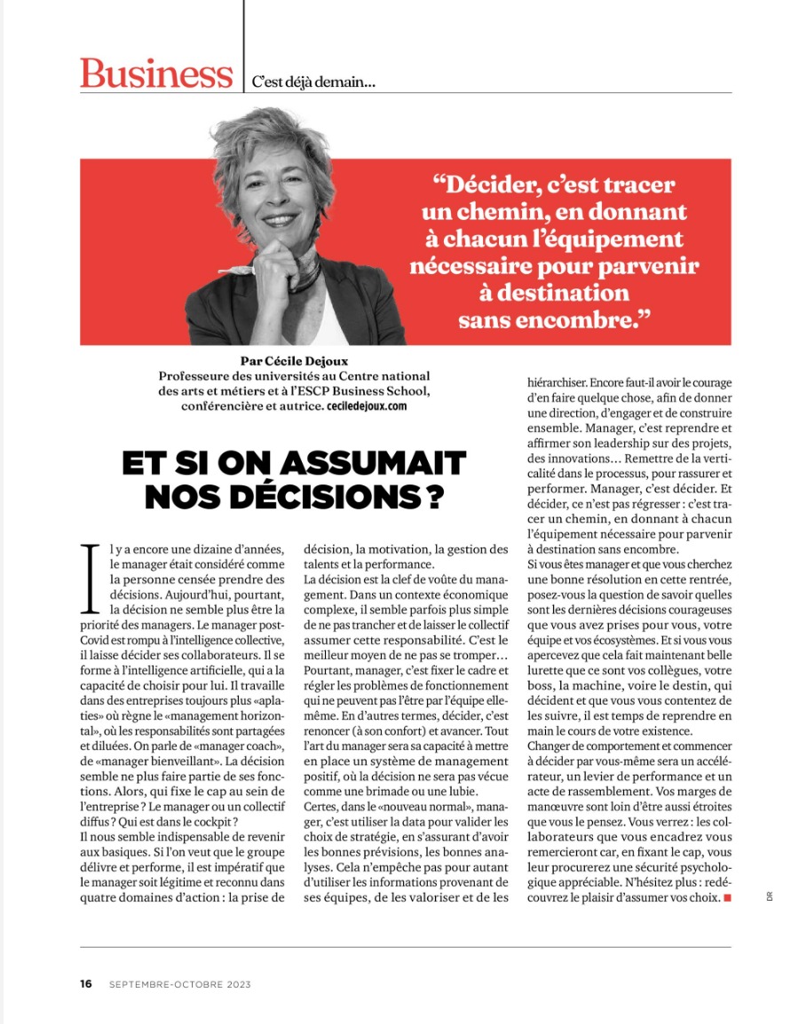 Nouvel article sur l'art de la décision. 🤔

#Décision #Leadership #Réflexion #CourrierCadres #LeadershipÉclairé #Management @cnam @escpbs @julhietsterwen @cornerstoneondemand @Management