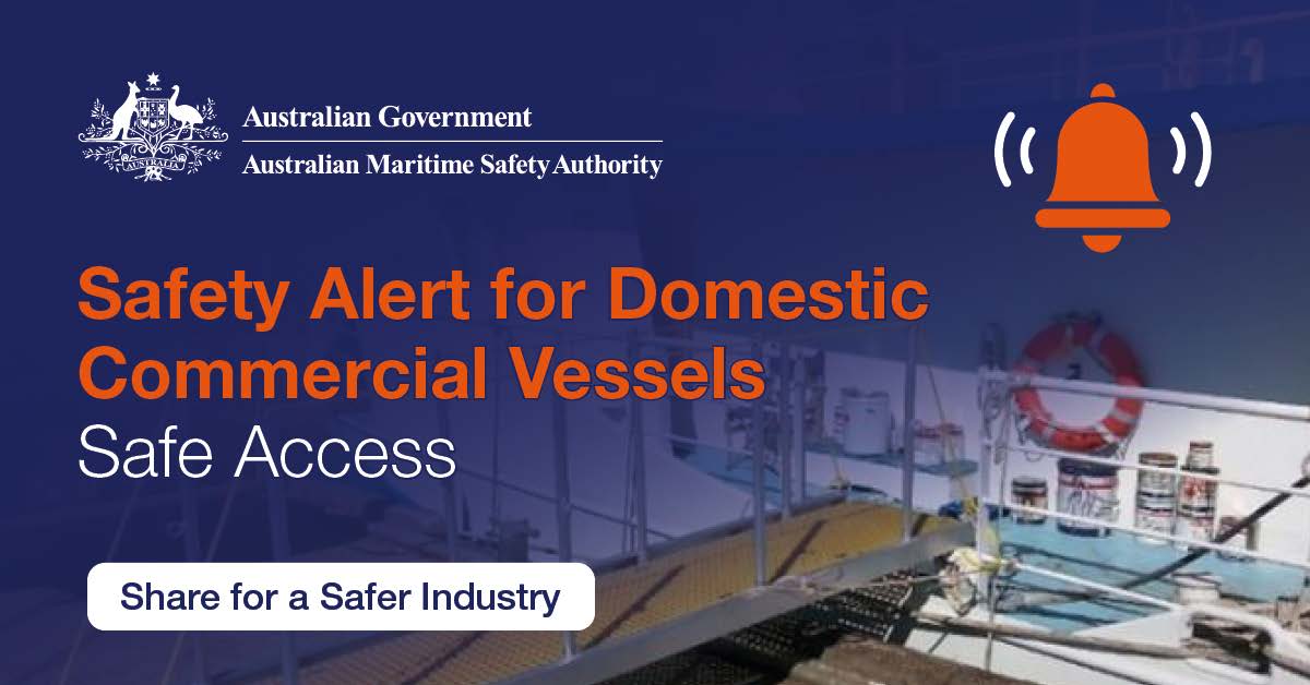 Does your safety management system address safe access to your vessel?  

Read our recent safety alert for guidance on assessing risks and implementing controls for safe access on domestic commercial vessels: ow.ly/TAMb50PPvYM 

#Amsa #SafeAccess #SafeSeas #Risk #Seafarer