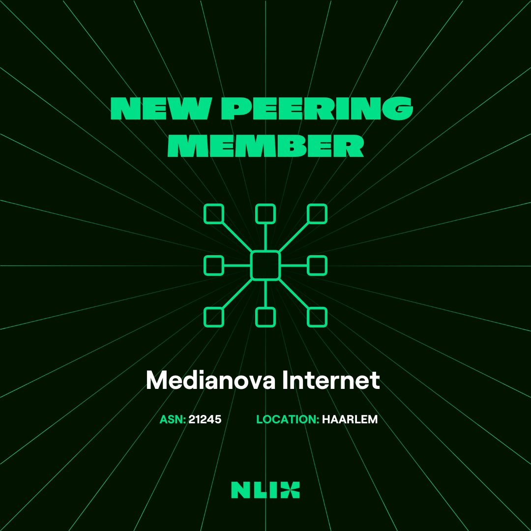 We are happy to announce that <a href="/Medianova_CDN/">Medianova.com</a> has connected in Haarlem. Check our list of connected ASNs here 👉  nl-ix.net/connected-netw… 
#nlix #betheinternet