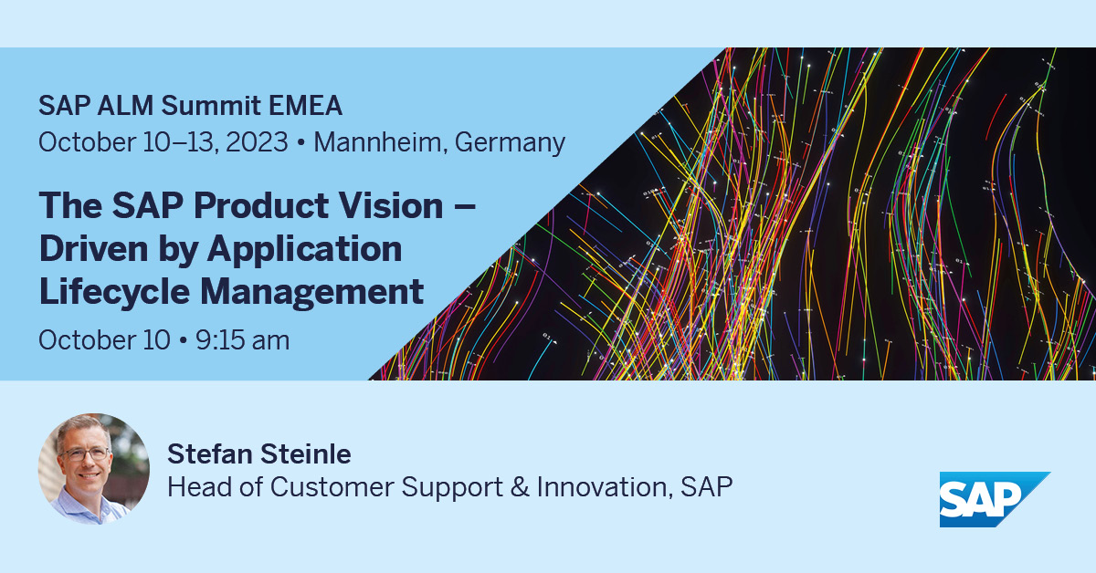 BritzChristine's tweet photo. SAP ALM Summit EMEA 2023 – Hear from Stefan Steinle how ALM drives the SAP Product Vision. #ALMSUMMIT #solman #cloudalm #focusedrun 

📅 Mark your calendar and register today: https://t.co/z0q13HHZ30

▶️ Learn more: https://t.co/W7rM5HyxN3 https://t.co/C6rsGxW6Tt