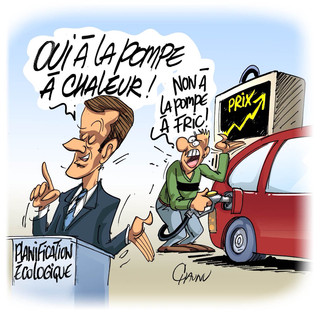 ✏️ #dessindujour pour @unionardennais #macron #planificationecologique #carburant #actu #dessindepresse