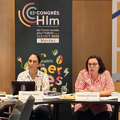 En direct conf de presse #CongrèsHlm dont l’ambition est de remettre le #logement au cœur de la vie politique française ! <a href="/emmacosse/">Emmanuelle Cosse</a>, présidente de l’USH (1/4)