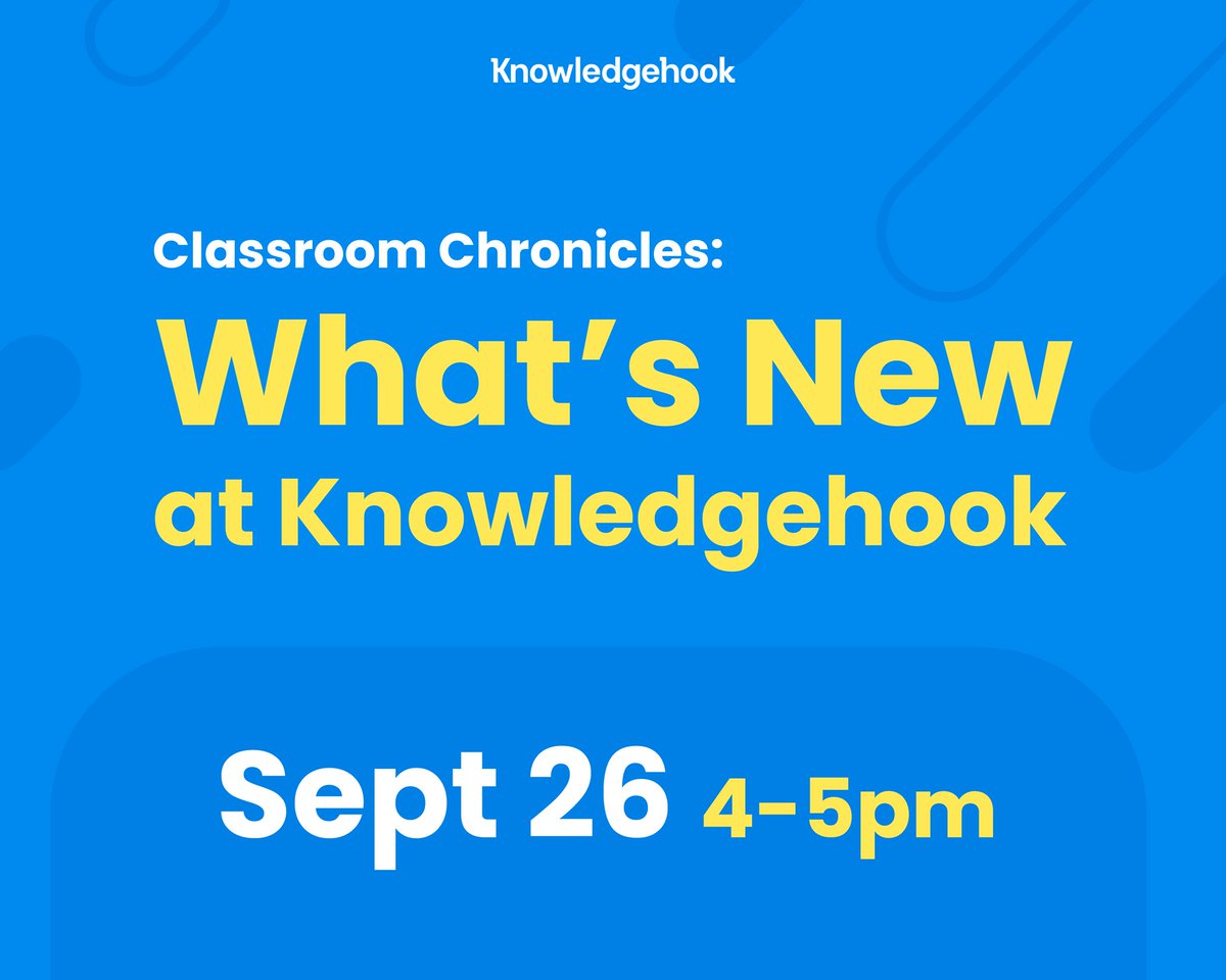 knowledgehook's tweet image. 📢 Today&apos;s the big day math teachers! Join us at 4pm EST for  Knowledgehook&apos;s Classroom Chronicles! 💥📚 Unlock new updates and expert insights. There&apos;s still time to register for today&apos;s event: khlink.net/SeptCOP 🎟️

#EdTech #Knowledgehook #onted #k12 #mathed #edtech #OAME