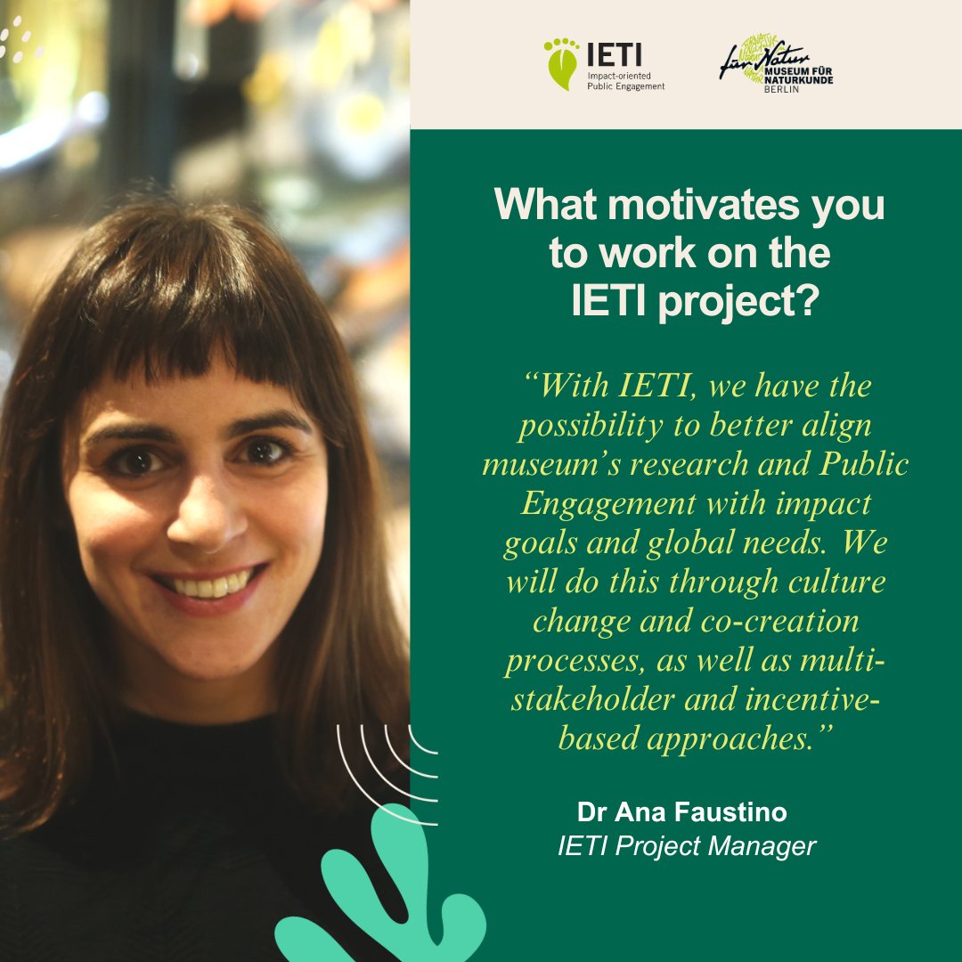In today's Meet the Team series episode, we will introduce our #IETI project manager, Dr Ana Faustino.

#Transfer #CitizenScience #ScienceCommunication #CoCreation #KnowledgeTransfer #Participation #EngagedResearch #KnowledgeExchange #Transdisciplinarity  #CultureChange