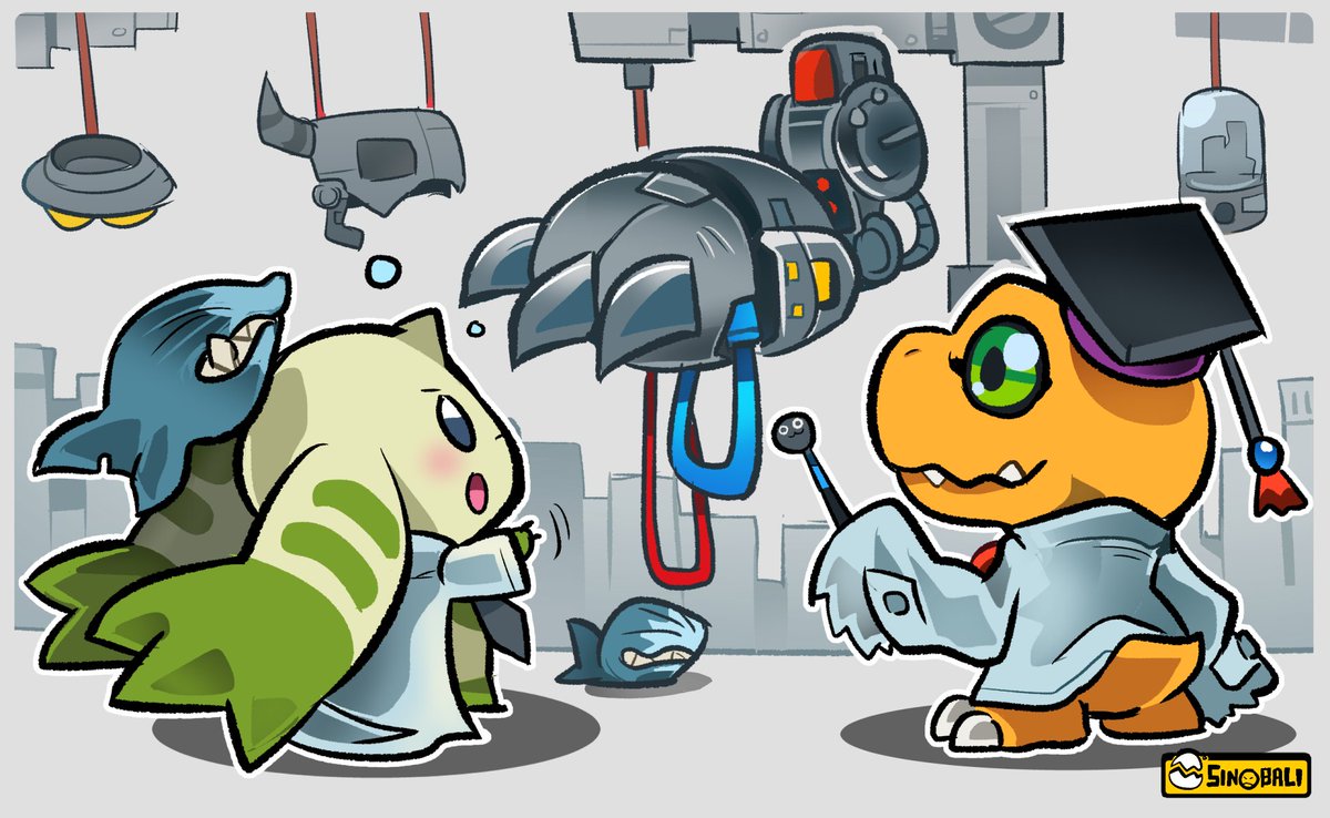 sinobali's tweet image. Digimon doing digi things.