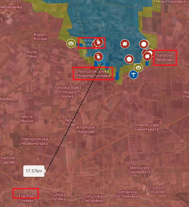 RaduHossu's tweet photo. Night Summary (26.09.2023 - 06:00 RO/UA Time):

1. Counter-offensive - Southern Front-Zaporojie:

1.1 Orihiv-Tokmak axis: the AFU entered Novopoprivka and Verbove. But that wouldn't be the important news. I think the important news is that the first fortification complex consisting of 3 consecutive lines of the "Surovikin Line" was breached at several points.

The 3 consecutive lines are basically composed of roughly parallel lines made up of a line of anti-tank trenches, a line composed of Dragon Teeth, and a "line" (actually more of a network) of fortified trenches. This was the first line of the 3 complex lines of the Surovikin Line. I hope I have explained it logically and understandably.

This first line that was pierced by the AFU in the southern area of Novopoprivka, but especially at the entrance to Verbove.

1.2 Crimea:

- For over 2 weeks military centers (airports and ports) have been attacked by AFU with drones and Storm Shadow. 

- The attack on the Black Sea Command in Sevastopol resulted in the elimination of the entire Black Sea Command, led by Admiral Sokolov, 34 other high-ranking officers, and 105 others wounded.

2. International aid:

- Abrams is in Ukraine and on sources [WARNING! SOURCES!] The US will send another set of 30 M1 Abrams soon. We are also waiting for ATACMS missiles.

- Germany's Bild tabloid also reported on sources [SOURCES from a tabloid] that the Taurus missiles should arrive in Ukraine in 3 months, because, sources say, they should be reprogrammed so they can't strike outside Ukrainian territory.

3. ATACMS maps and impact and counter-offensive:

- The drawn circles show the range of incoming artillery and missiles (ATACMS). What I want to point out is that right now, the AFU is 15 km away from hitting HIMARS the M14 highway (which is the main logistical line - GLOC - from Donbas to Melitopol) that is used by the Russians to supply troops to the southern front.

Legend Map (source map - Andrew Perpetua):

- The encircled towns are towns of tactical/strategic importance;
- 23 km is the effective hitting range of an M777;
- 40 km is the effective hitting range of an M109 - Palantir Self-Propelled Artillery;
- 80 km is the effective striking range of HIMARS (as you can see, we put Himars 18-19 km behind the contact line, being an important target of the Armed Forces of Ukraine (AFU);
- 300 km is the effective strike range of ATACMS;
- Red lines are part of the Russian lines of communication on the southern front.

4. russia and its lies:

- Russian media reported that Russian anti-aircraft defenses shot down a Storm Shadow with all the British crew. Yes, you read that right. Storm Shadow is a missile that only a Lilliputian would fit into. But don't let the urge to laugh drive you. In this hybrid war, we are in, in the theatre of information warfare, it is very easy to generate from such absurdity a scenario that would sound something like this in the minds of the lefties or the ignorant: See? the British are attacking Russia directly, so NATO, with NATO personnel attacking Russia'. That means NATO attacks Russia. So Russia is right".

No matter how absurd it sounds, a large part of society (not just Romanian) is permeable to such aberrations. So it is important that we who know the truth also have a responsibility to explain and debunk Russia's myths and narratives, reasonably, elegantly, and without arrogance, as many who believe such narratives are just ignorant. For those reading: the Storm Shadow rocket is 5.1 meters long, 63 cm wide, and 48 cm high flying near the speed of sound 0.95 Mach. That means there is no human in the world who can fly a Storm Shadow. Add to that the fact that the Storm Shadow is destroyed on impact, and that would make that British "crew" kamikaze. As absurd as that sounds, sometimes we have to explain these aberrations.

SlavaUkraini!