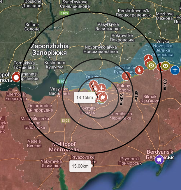 RaduHossu's tweet photo. Night Summary (26.09.2023 - 06:00 RO/UA Time):

1. Counter-offensive - Southern Front-Zaporojie:

1.1 Orihiv-Tokmak axis: the AFU entered Novopoprivka and Verbove. But that wouldn't be the important news. I think the important news is that the first fortification complex consisting of 3 consecutive lines of the "Surovikin Line" was breached at several points.

The 3 consecutive lines are basically composed of roughly parallel lines made up of a line of anti-tank trenches, a line composed of Dragon Teeth, and a "line" (actually more of a network) of fortified trenches. This was the first line of the 3 complex lines of the Surovikin Line. I hope I have explained it logically and understandably.

This first line that was pierced by the AFU in the southern area of Novopoprivka, but especially at the entrance to Verbove.

1.2 Crimea:

- For over 2 weeks military centers (airports and ports) have been attacked by AFU with drones and Storm Shadow. 

- The attack on the Black Sea Command in Sevastopol resulted in the elimination of the entire Black Sea Command, led by Admiral Sokolov, 34 other high-ranking officers, and 105 others wounded.

2. International aid:

- Abrams is in Ukraine and on sources [WARNING! SOURCES!] The US will send another set of 30 M1 Abrams soon. We are also waiting for ATACMS missiles.

- Germany's Bild tabloid also reported on sources [SOURCES from a tabloid] that the Taurus missiles should arrive in Ukraine in 3 months, because, sources say, they should be reprogrammed so they can't strike outside Ukrainian territory.

3. ATACMS maps and impact and counter-offensive:

- The drawn circles show the range of incoming artillery and missiles (ATACMS). What I want to point out is that right now, the AFU is 15 km away from hitting HIMARS the M14 highway (which is the main logistical line - GLOC - from Donbas to Melitopol) that is used by the Russians to supply troops to the southern front.

Legend Map (source map - Andrew Perpetua):

- The encircled towns are towns of tactical/strategic importance;
- 23 km is the effective hitting range of an M777;
- 40 km is the effective hitting range of an M109 - Palantir Self-Propelled Artillery;
- 80 km is the effective striking range of HIMARS (as you can see, we put Himars 18-19 km behind the contact line, being an important target of the Armed Forces of Ukraine (AFU);
- 300 km is the effective strike range of ATACMS;
- Red lines are part of the Russian lines of communication on the southern front.

4. russia and its lies:

- Russian media reported that Russian anti-aircraft defenses shot down a Storm Shadow with all the British crew. Yes, you read that right. Storm Shadow is a missile that only a Lilliputian would fit into. But don't let the urge to laugh drive you. In this hybrid war, we are in, in the theatre of information warfare, it is very easy to generate from such absurdity a scenario that would sound something like this in the minds of the lefties or the ignorant: See? the British are attacking Russia directly, so NATO, with NATO personnel attacking Russia'. That means NATO attacks Russia. So Russia is right".

No matter how absurd it sounds, a large part of society (not just Romanian) is permeable to such aberrations. So it is important that we who know the truth also have a responsibility to explain and debunk Russia's myths and narratives, reasonably, elegantly, and without arrogance, as many who believe such narratives are just ignorant. For those reading: the Storm Shadow rocket is 5.1 meters long, 63 cm wide, and 48 cm high flying near the speed of sound 0.95 Mach. That means there is no human in the world who can fly a Storm Shadow. Add to that the fact that the Storm Shadow is destroyed on impact, and that would make that British "crew" kamikaze. As absurd as that sounds, sometimes we have to explain these aberrations.

SlavaUkraini!