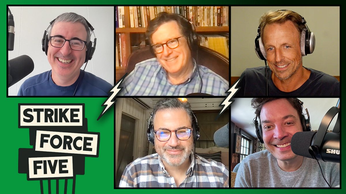 Who are our most surprising favorite guests? NEW @StrikeForceFive! Listen Here: spoti.fi/46rGoKG @JimmyFallon @StephenAtHome @SethMeyers @IamJohnOliver