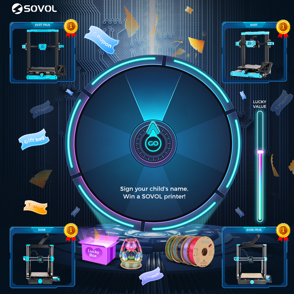Sovol3d's tweet image. Win 1 machine for yourself from the Luck-draw box! 
Win 1 machine for your child from Wheel of Fortune! There are more filaments, discount coupons, and Sovol peripheral gifts waiting for you at ERRF.
#sovol #errf #Luckdraw #sovolsv07plus #sovolsv07 #sovolsv06plus #sovolsv06