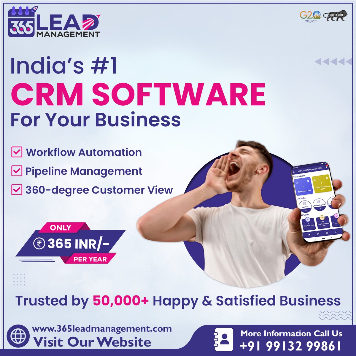 📢 India's #1 CRM Software For Your Business
📢 Trusted by 50,000+ Happy & Satisfied Business
.

☎ +91 99132 99861 | +91 99132 99865
🌐 365leadmanagement.com
.
#crm #leadmanagement #leadmanagementsoftware #leadmanagementsystem #lead #businesslead #crmsoftware #crmsolutions