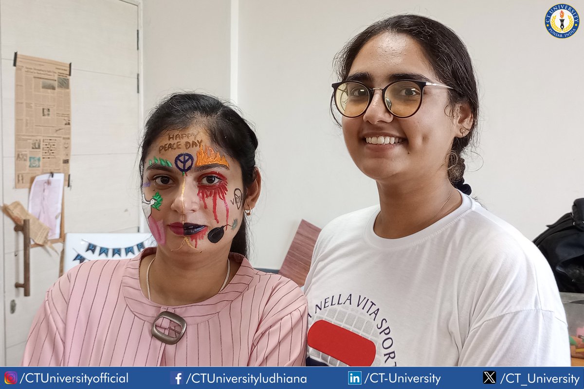 CT_University's tweet photo. 🎨 The Department of Student Welfare and NSS, CT University, organized the Face Painting and Poster Making Competition on International Peace Day.
#CTU #ArtisticExpressions #CreativeCanvas #PaintedFaces #PosterArtistry #ColorfulCompetition #CTU #internationalpeaceday #TeamCT https://t.co/cPbfNLrmFt