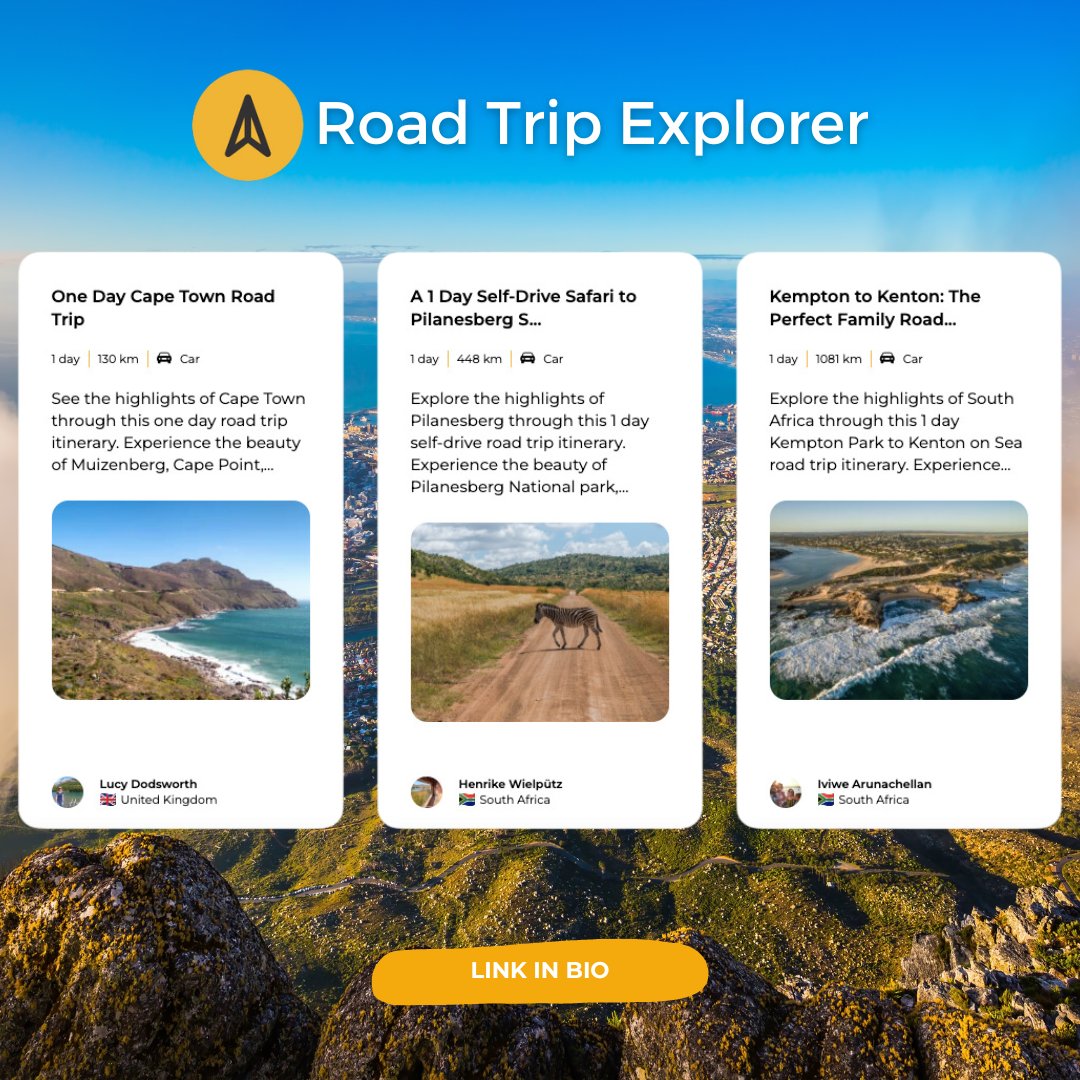 Ready to fuel your wanderlust? 🌍✨ Browse our Road Trip Explorer page to discover a curated collection of breathtaking journeys across Africa. 👉 bit.ly/3o4wsGs 👈 Your dream road trip awaits! #DriveSouthAfrica #CarRentalSouthAfrica #SouthAfricaCarHire